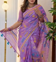 Jamdani Motive Screen Print Saree 97044